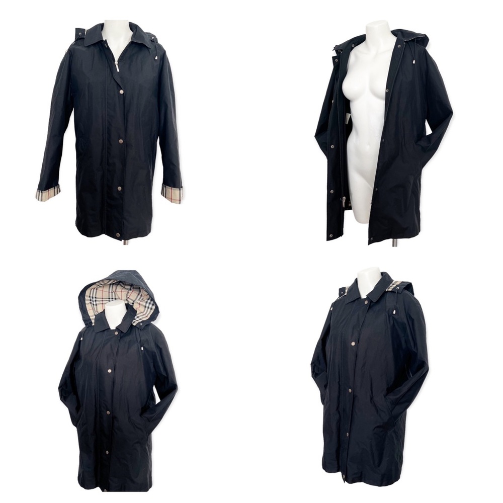 Burberry Jacket Technical Waterproof Hooded Black Pockets Medium